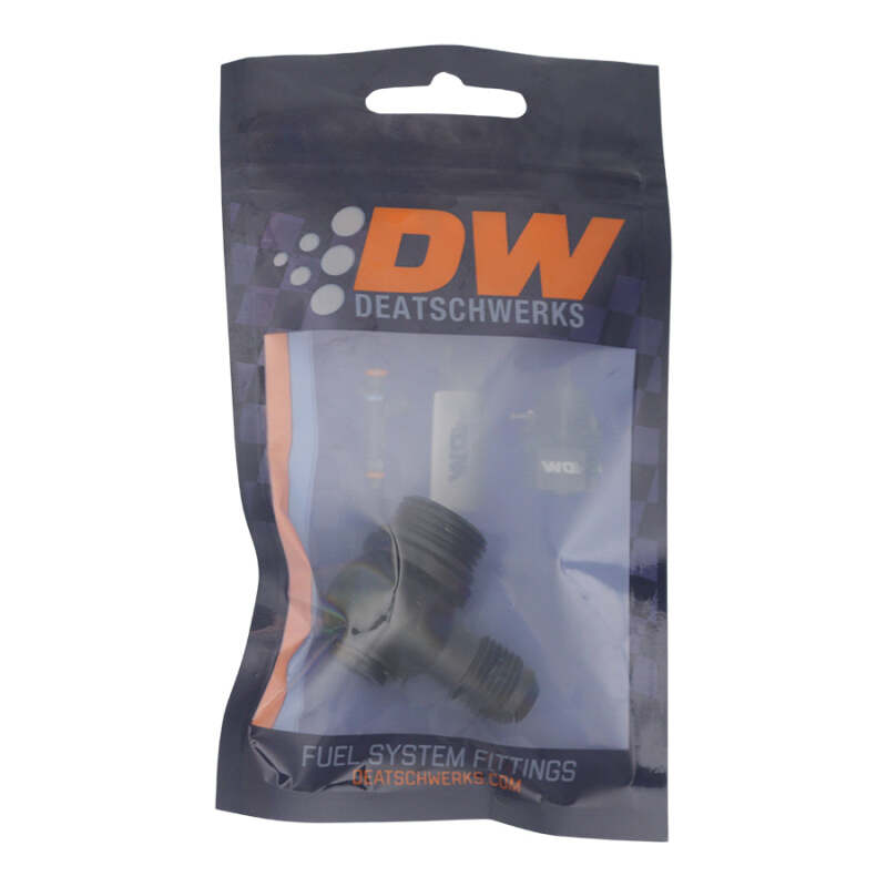 DeatschWerks 8AN ORB Male to 6AN Male Flare Low Profile 90-Degree Swivel - Anodized Matte Black - Image 2