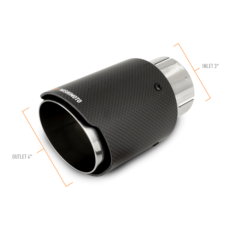 Mishimoto Carbon Fiber Muffler Tip 3in Inlet 4in Outlet Polished - Image 2