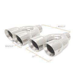 Alternative view of Mishimoto Universal Steel Muffler Tip 2.5in Inlet Dual Y Polished