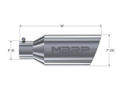 MBRP Universal Tip 7inch O.D. Rolled End 4inch inlet 18inch length - T304 (SINGLE TIP) - Image 4