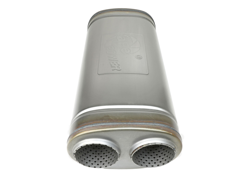 aFe MACH Force-Xp 409 SS Muffler 3in Dual Inlet/Dual Outlet 5in H x 8in W x 18in L - Oval Body - Image 2