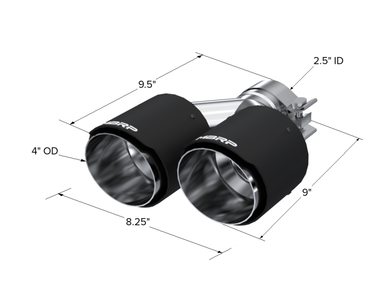 MBRP Universal Carbon Fiber Dual Tip 4in OD/2.5in Inlet - Image 5