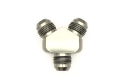 DeatschWerks 8AN Male Flare + 8AN Male Flare To 8AN Male Flare Y-Block Fitting