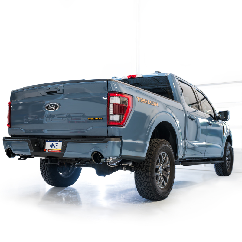 AWE Tuning 2021+ Ford F-150 Tremor (w/ Bumper Cutouts) 0FG Non-Resonated Catback -Diamond Black Tips - Image 9