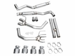 AWE 2024 Ford Mustang Dark Horse S650 RWD Track Edition Catback Exhaust w/ Quad Chrome Silver Tips - Image 11