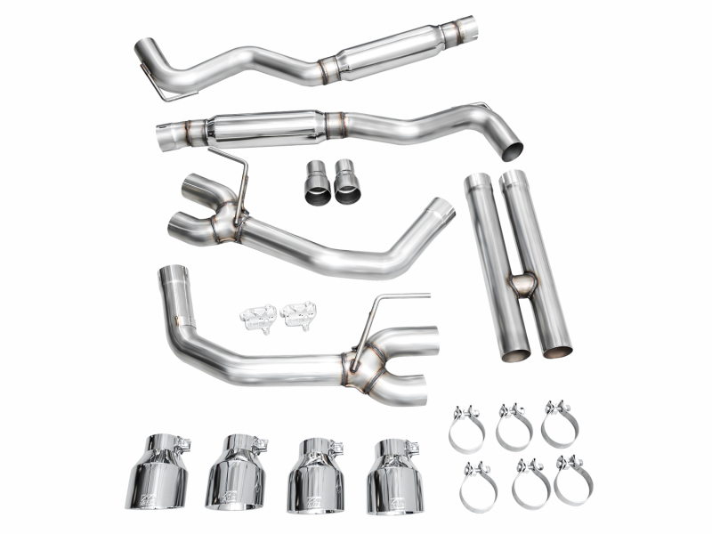 AWE 2024 Ford Mustang Dark Horse S650 RWD Track Edition Catback Exhaust w/ Quad Chrome Silver Tips - Image 11