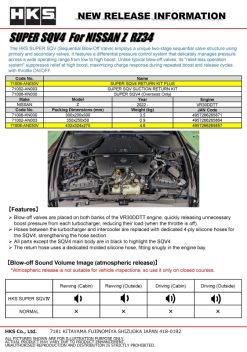 Alternative view of HKS SUPER SQV4 RETURN KIT PLUS RZ34 VR30DDTT
