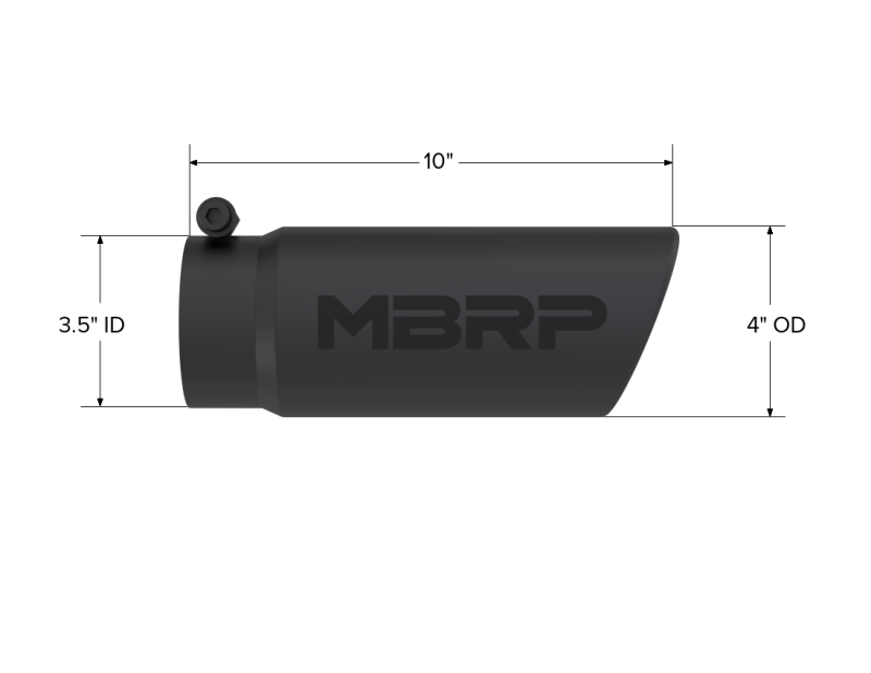 MBRP Universal Tip 4 O.D. Angled Rolled End 3.5 inlet 10 length- Black Finish - Image 4