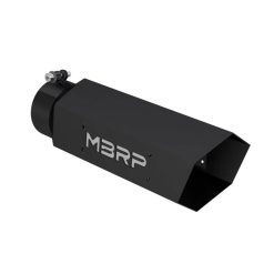 Alternative view of MBRP Universal Hex Tip 4in Inlet 16in Length w/ Logo - Black Coated