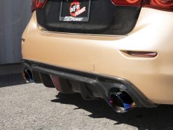 aFe 14-15 Infiniti Q50 V6 3.7L Takeda 2-1/2in 304 SS Cat-Back Exhaust System w/ Blue Flame Tips - Image 3