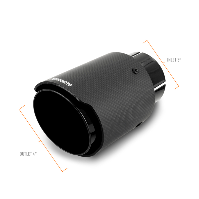 Mishimoto Carbon Fiber Muffler Tip 3in Inlet 4in Outlet Black - Image 2