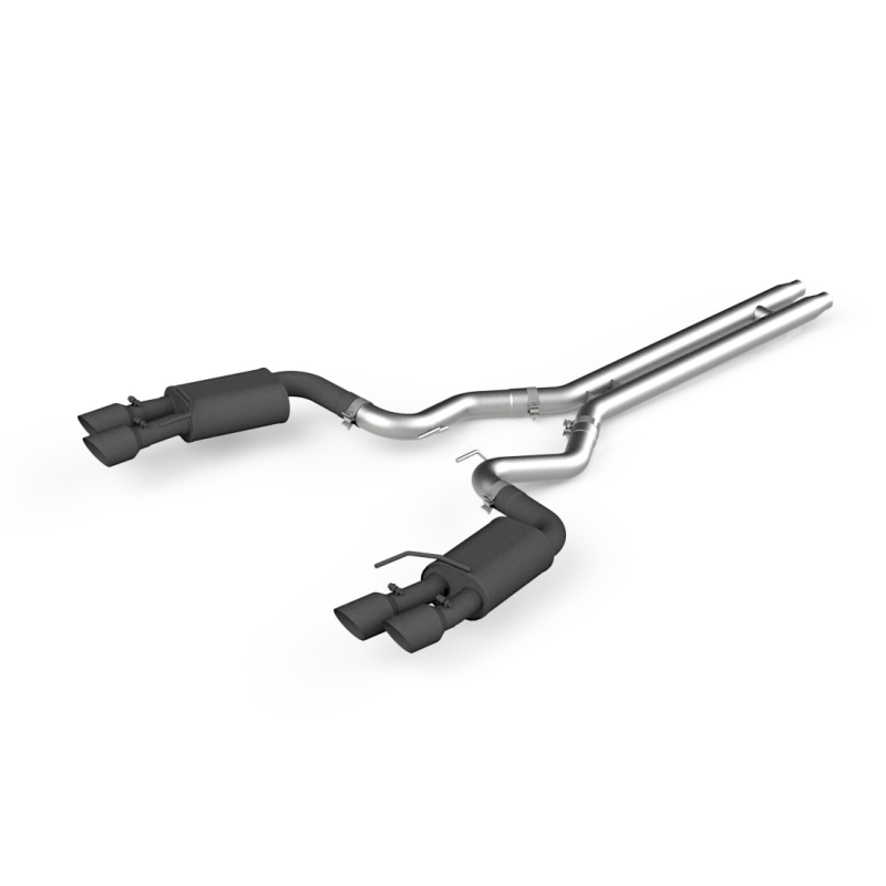 MBRP 18-19 Ford Mustang GT 5.0 3in Dual Split Rear Cat Back w/ Quad 4in Dual Wall Tips- Black Coated - Image 2