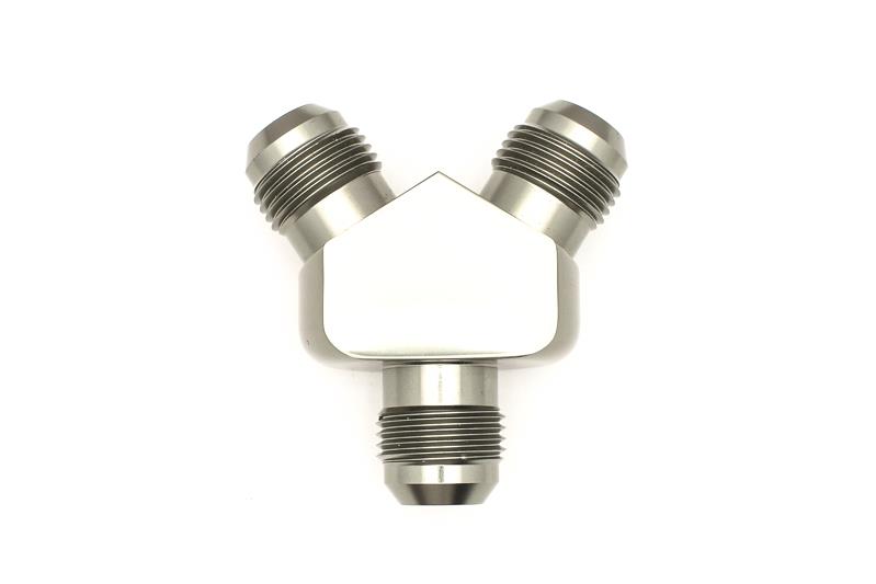 DeatschWerks 10AN Male Flare + 10AN Male Flare To 10AN Male Flare Y-Block Fitting