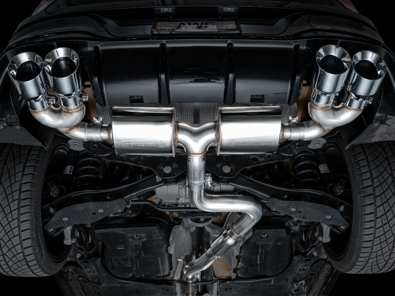 AWE MK8 Volkswagen Golf R 3in Touring Edition Quad Exhaust - Chrome Silver Tips - Image 14