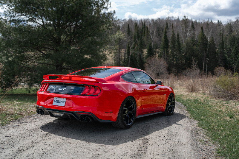 MBRP 18-19 Ford Mustang GT 5.0 3in Cat Back Quad Tip Race Version - Black - Image 11