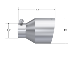 Alternative view of MBRP Universal Stainless Steel Tip 2.5in ID / 4.5in OD Out / 6.5in Length Angle Cut Single Wall