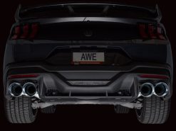 AWE 2024 Ford Mustang Dark Horse S650 RWD Track Edition Catback Exhaust w/ Quad Chrome Silver Tips - Image 3