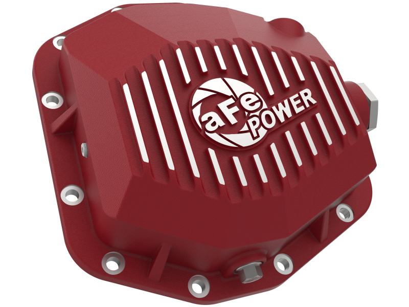 aFe 20-23 Jeep Gladiator JT (Dana M220) Pro Series Rear Differential Cover Red w/ Machined Fins - Image 3