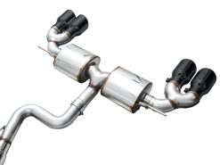 AWE MK8 Volkswagen Golf R 3in Touring Edition Quad Exhaust - Diamond Black Tips - Image 9