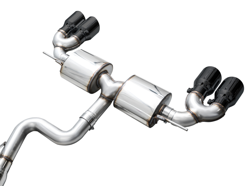 AWE MK8 Volkswagen Golf R 3in Touring Edition Quad Exhaust - Diamond Black Tips - Image 9