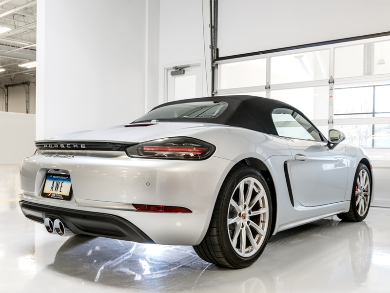 AWE Tuning Porsche 718 Boxster / Cayman Track Edition Exhaust - Chrome Silver Tips - Image 2