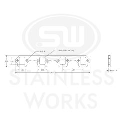 Stainless Works SBF Stock Rectangular Shaped Port 304SS Exhaust Flanges 1-5/8in Primaries (2in BP) - Image 3