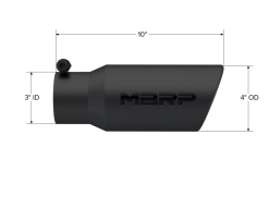 MBRP Universal Tip 4in OD 3in Inlet 10in Length Angled Rolled End Black - Image 4