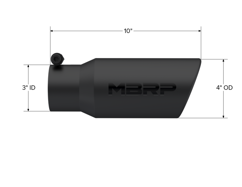 MBRP Universal Tip 4in OD 3in Inlet 10in Length Angled Rolled End Black - Image 4