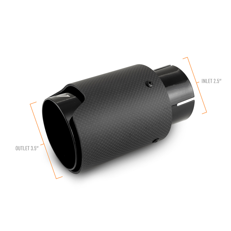 Mishimoto Carbon Fiber Muffler Tip 2.5in Inlet 3.5in Outlet M Black - Image 2