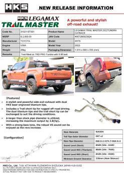 Alternative view of HKS LEGAMAX TRAIL MASTER 2022TUNDRA CATBACK