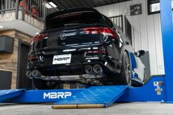 MBRP 2022 Volkswagon Golf R MK8 T304 Stainless Steel 3in Cat-Back, Quad Rear Exit- Carbon Fiber Tips - Image 3
