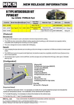 Alternative view of HKS Civic Type R INTERCOOLER KIT FL5 W/O
