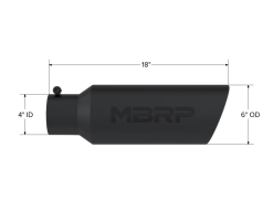 MBRP Universal Tip 6in OD Rolled End 4in Inlet 18in L Black Coated Exhaust Tip - Image 4