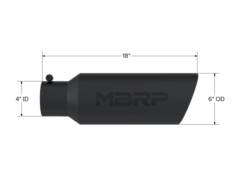 MBRP Universal Tip 6in OD Rolled End 4in Inlet 18in L Black Coated Exhaust Tip - Image 4