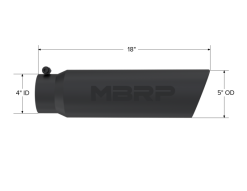 MBRP Universal 5in OD Angled Rolled End 4in Inlet 18in Lgth Black Finish Exhaust Tip - Image 4