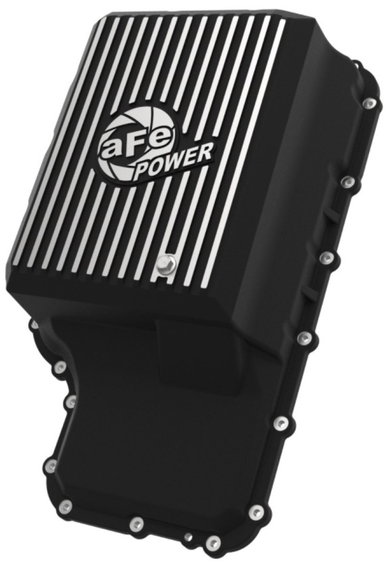 aFe 20-21 Ford Truck w/ 10R140 Transmission Pan Black POWER Street Series w/ Machined Fins - Image 3