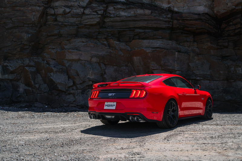 MBRP 18-19 Ford Mustang GT 5.0 3in Dual Split Rear Cat Back w/ Quad 4.0in Dual Wall Tips- T304 - Image 5