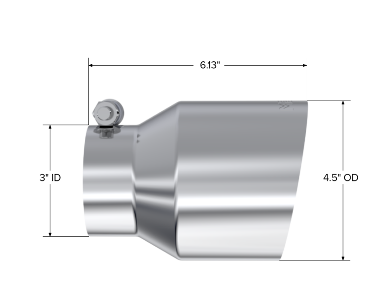 MBRP Universal Stainless Steel Dual Wall Tip 4.5in OD/3in Inlet/6.13in L - Image 2