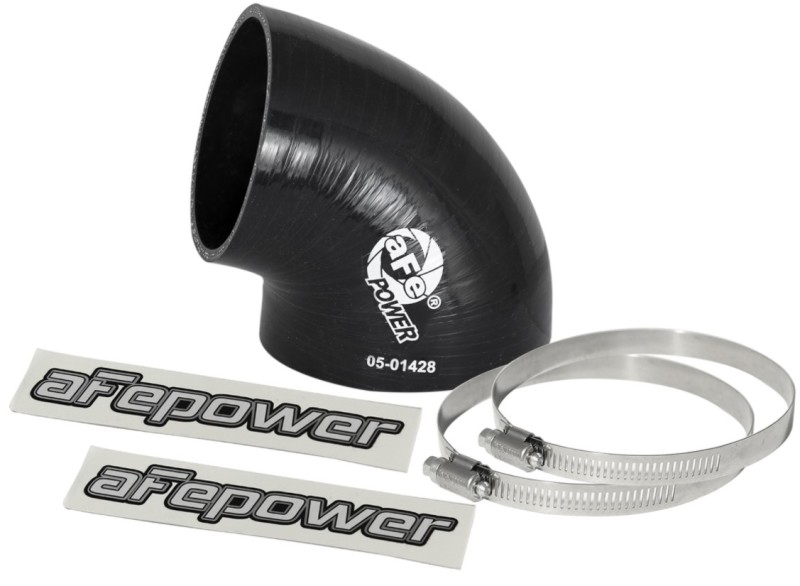 aFe Magnum FORCE CAI Univ. Silicone (3.5in to 3in ID / 75 Deg.) Elbow Reducing Coupler - Black - Image 2