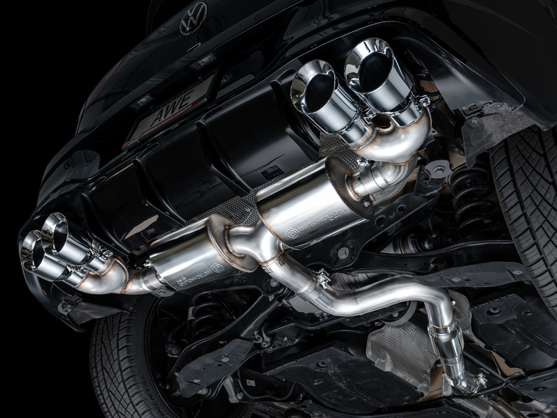 AWE MK8 Volkswagen Golf R 3in Touring Edition Quad Exhaust - Chrome Silver Tips - Image 15