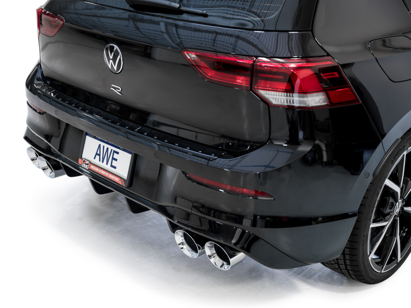 AWE MK8 Volkswagen Golf R 3in Track Edition Quad Exhaust - Chrome Silver Tips - Image 6