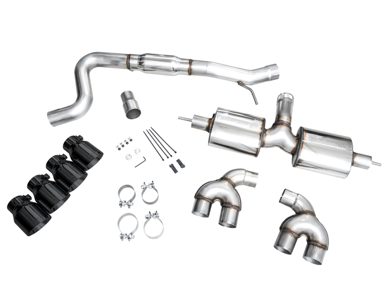 AWE MK8 Volkswagen Golf R 3in Touring Edition Quad Exhaust - Diamond Black Tips - Image 12