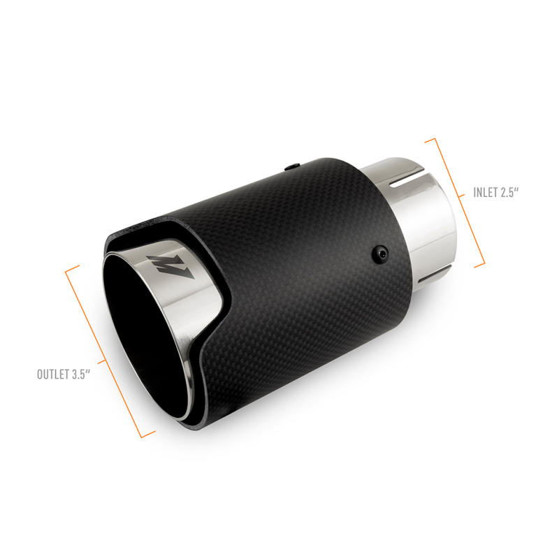 Mishimoto Carbon Fiber Muffler Tip 2.5in Inlet 3.5in Outlet M Polished - Image 2