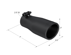 MBRP Universal Tip 2.5 O.D. Oval End 3.75 Inlet 10in length - Black Finish - Image 3