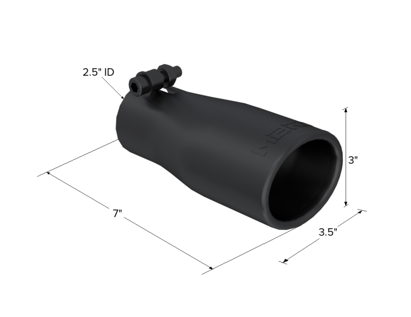 MBRP Universal Tip 2.5 O.D. Oval End 3.75 Inlet 10in length - Black Finish - Image 3