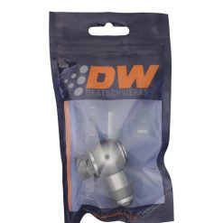 Alternative view of DeatschWerks 8AN ORB Male to 8AN Male Flare Low Profile 90-Degree Swivel - Anodized DW Titanium