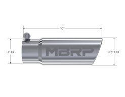MBRP Universal Tip 3in O.D. Angled Rolled End 3 inlet 10 length - Image 4