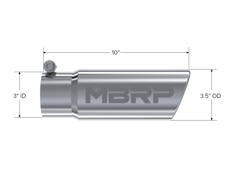 MBRP Universal Tip 3in O.D. Angled Rolled End 3 inlet 10 length - Image 4