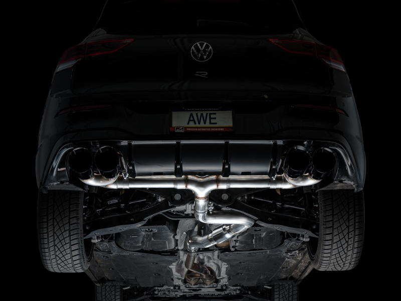 AWE MK8 Volkswagen Golf R 3in Track Edition Quad Exhaust - Diamond Black Tips - Image 13