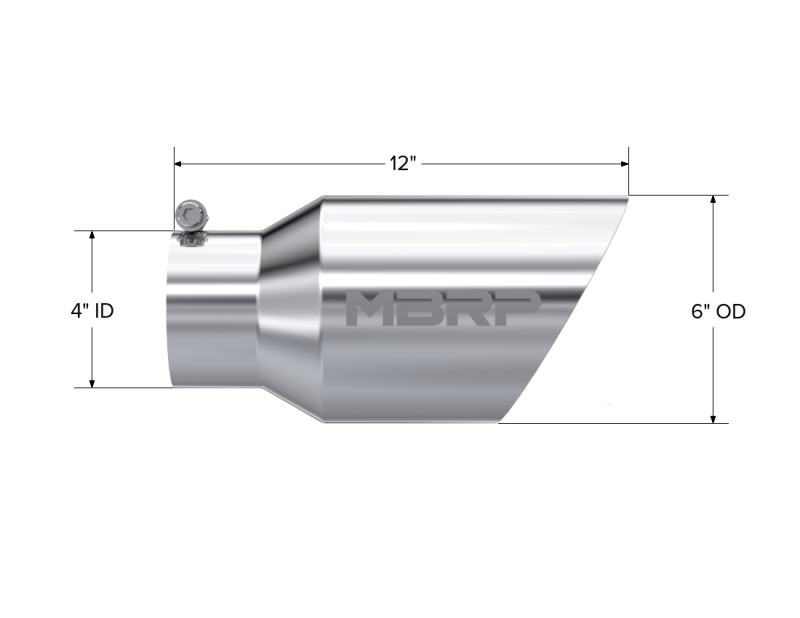 MBRP Universal Tip 6 O.D. Dual Wall Angled 4 inlet 12 length - Image 4